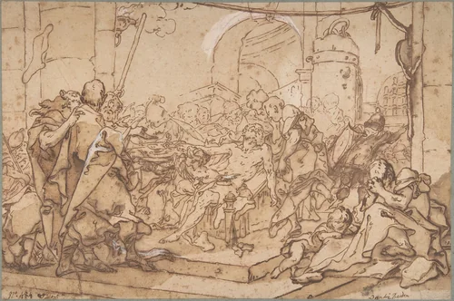 The Death of Socrates by Michel François Dandré-Bardon, drawing, 1744-1754