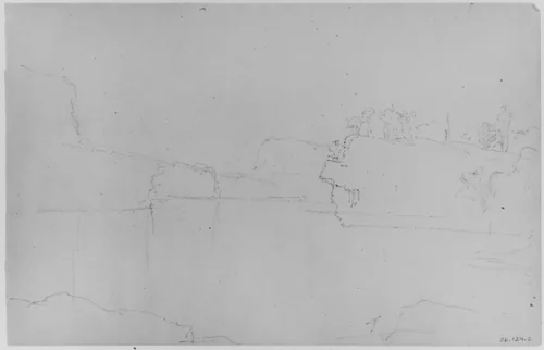 Study of Lake and Cliffs (from Sketchbook) by Daniel Huntington, artwork, 1870