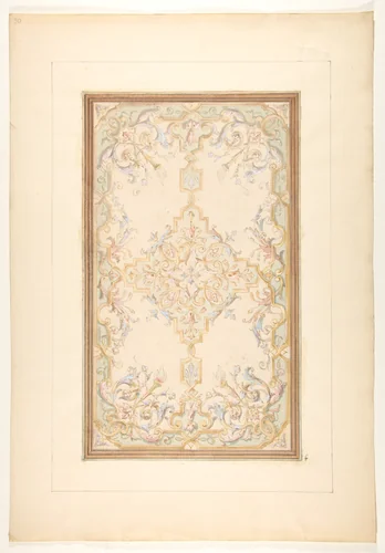 Design for a ceiling by Jules-Edmond-Charles Lachaise, drawing, 1850-1900
