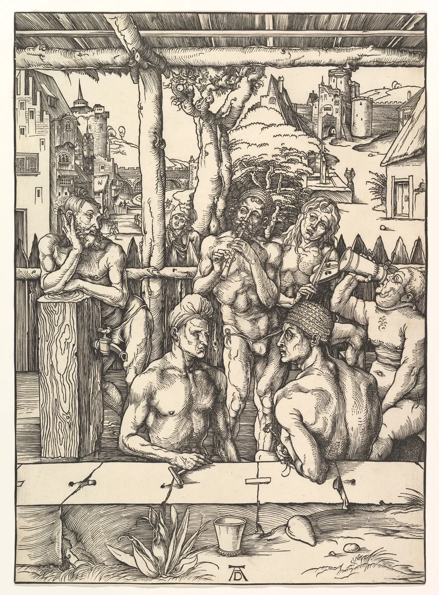 The Bath House by Albrecht Dürer, print, 1485-1528
