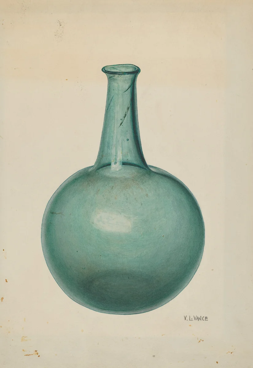 Blue-green Flask by V.L. Vance, index of american design, 1940