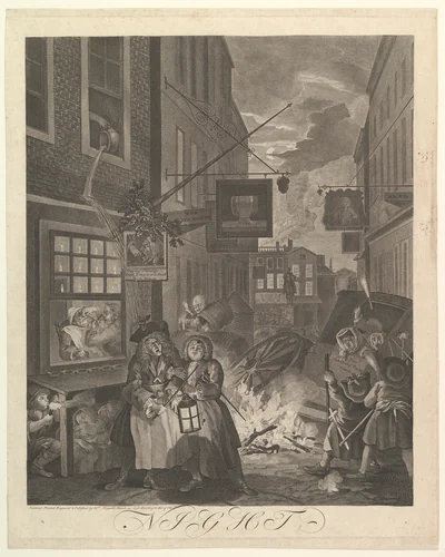 Night (The Four Times of Day) by William Hogarth, print, 1738