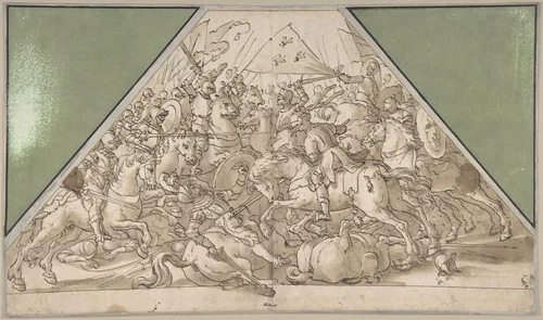Battle Scene by Hans Heinrich Waegmann, drawing, 1606-1619