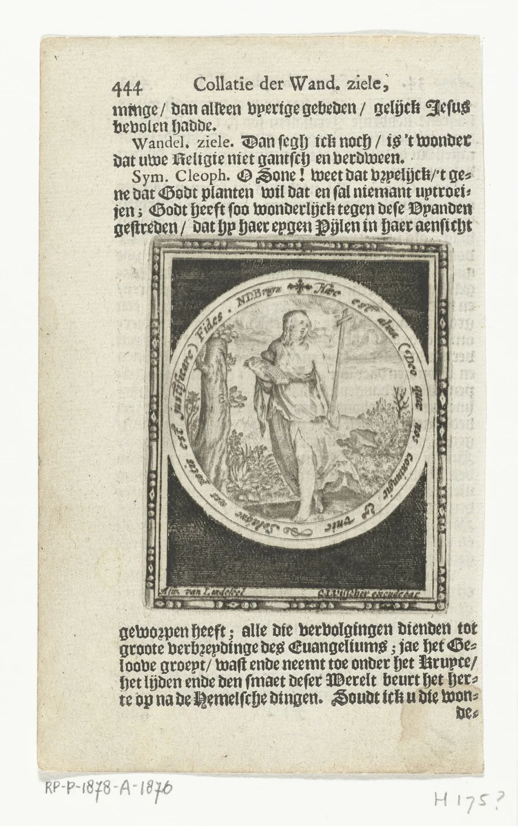 Geloof met kruis en bijbel in medaillon by Unknown, print, 1581-1656