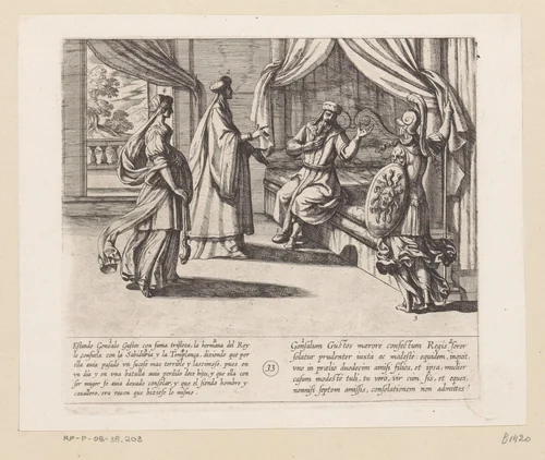 De zuster van Almanzor troost Gonzalo Gustos by Antonio Tempesta, print, 1612
