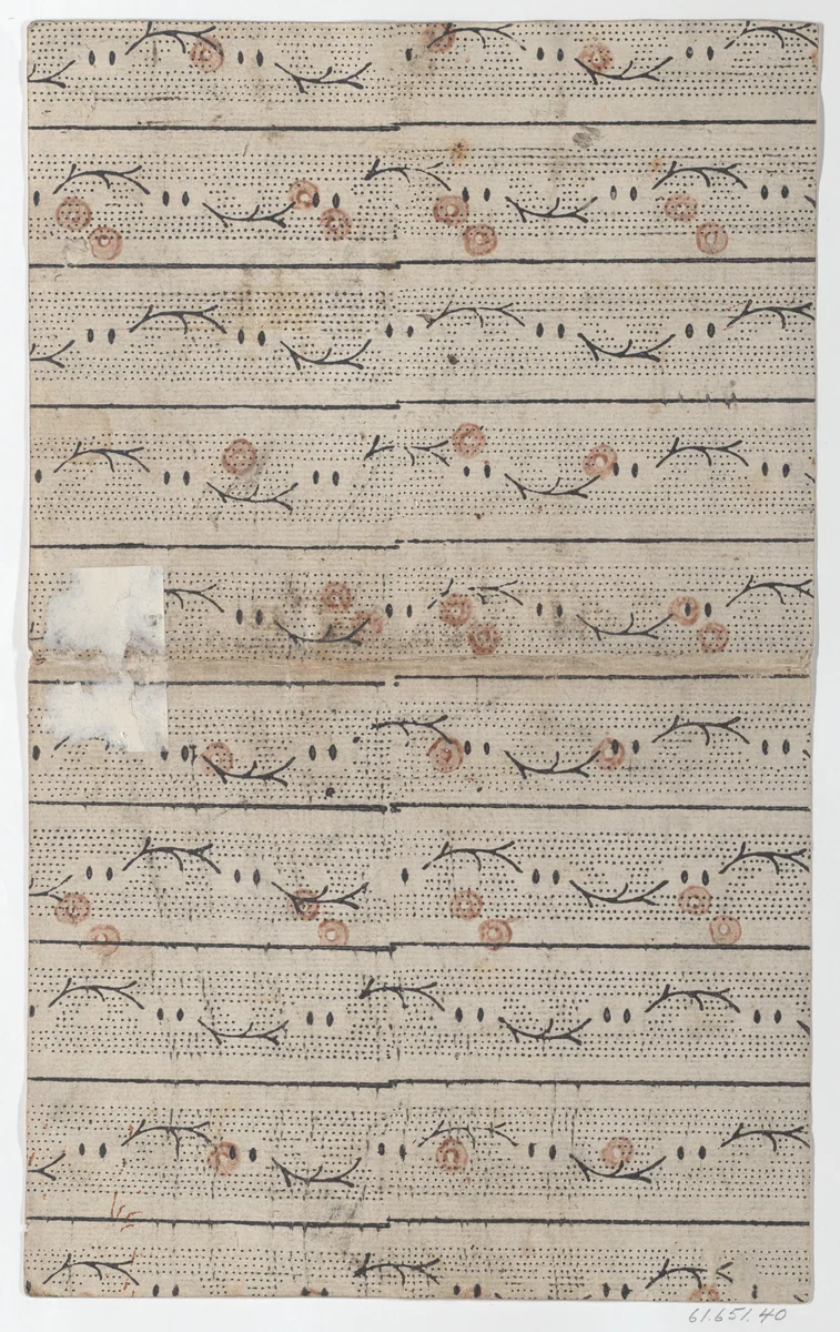Sheet with overall vine and dot pattern by Adriaan Rogge, print, 1750-1816