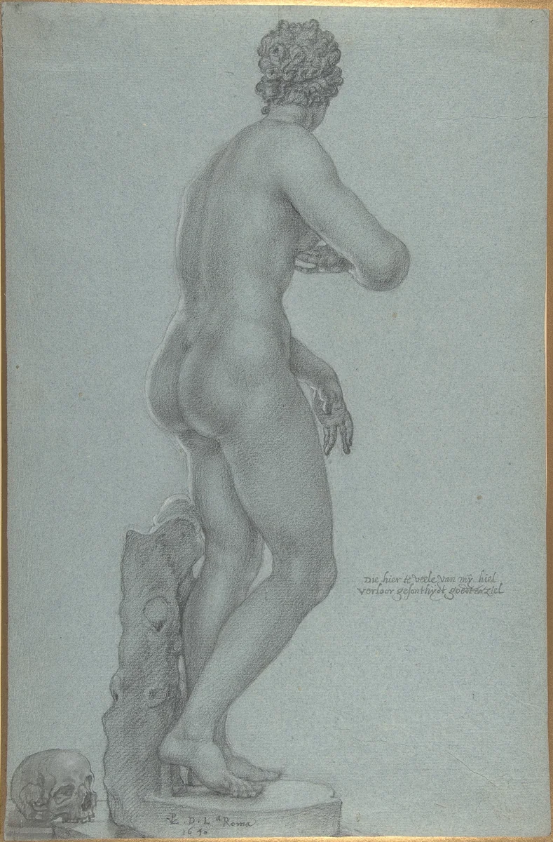 Venus de' Medici; view from the back by Peter van Lint, drawing, 1640