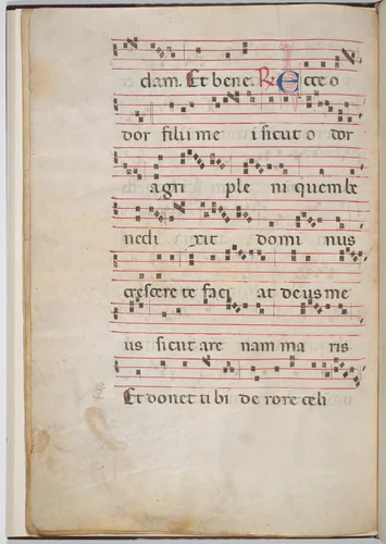 Leaf 8 from an antiphonal fragment (verso) by Italian 13th Century, drawing, 1270-1280