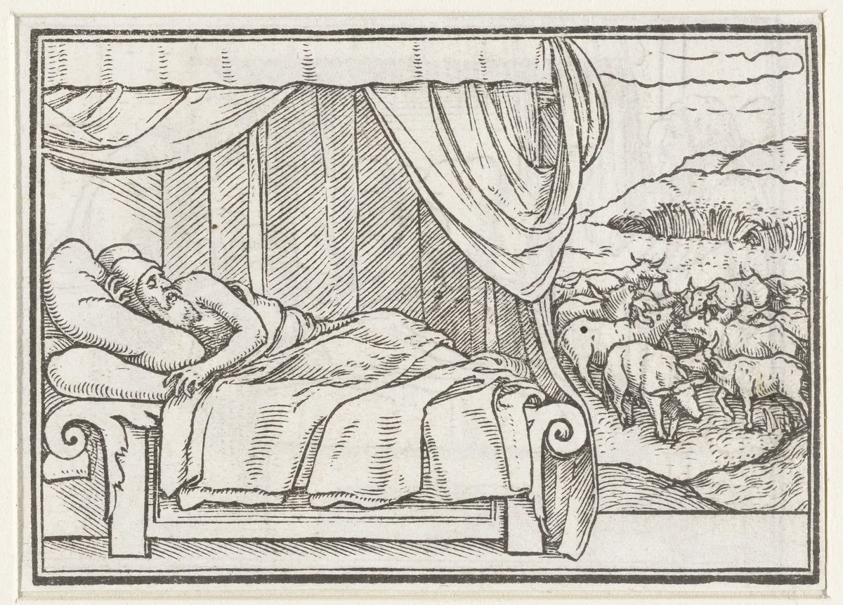 Droom van Farao by Hans Holbein, print, 1538