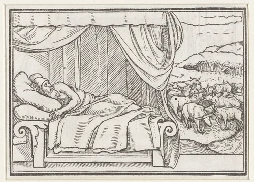 Droom van Farao by Hans Holbein, print, 1538
