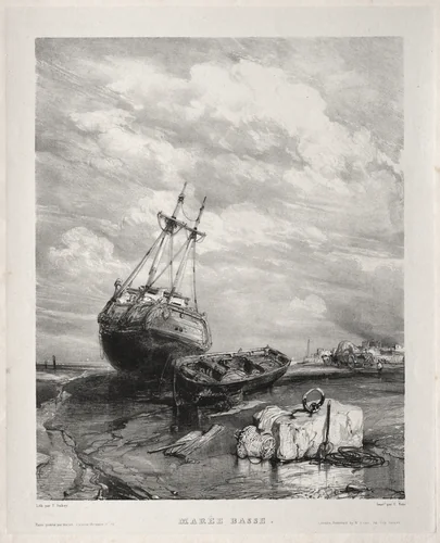 Six Marines: Marée basse by Eugène Isabey, print, 1833