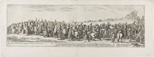 Plate Six, from Entrance of the Ambassador of Poland into Rome by Stefano della Bella, print, 1633