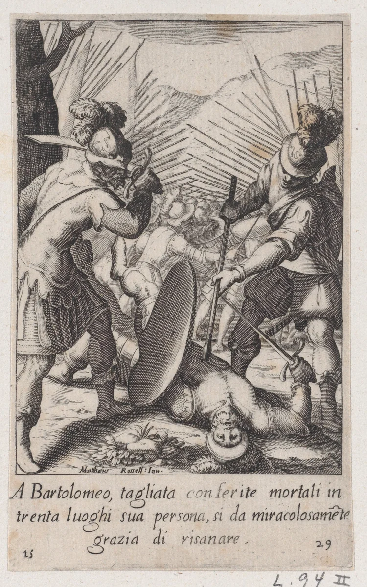 Bartolomeo, from Scelta d'Alcuni Miracoli e Grazie della Santissima Nunziata di Firenze (Selection of Some Miracles and Graces that Occurred in the Church of the Annunziata in Florence) by Jacques Callot, print, 1611-1619