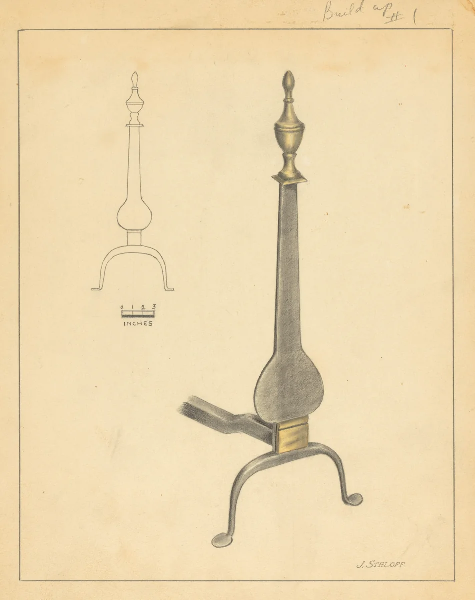 Andiron (one of pair) by Jack Staloff, index of american design, 1936