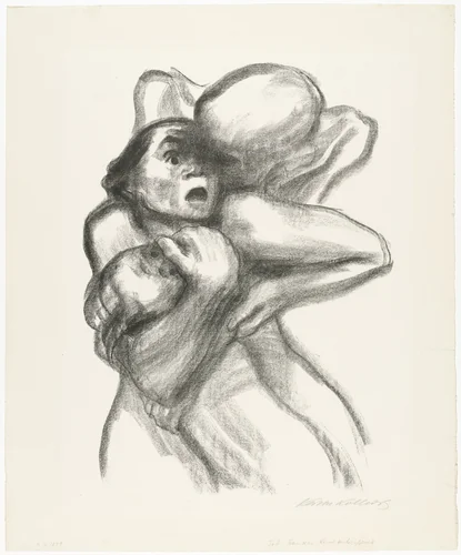 Death Seizes a Woman (Tod packt eine Frau), plate 4 from the series Death (Tod) by Käthe Kollwitz, print, 1934