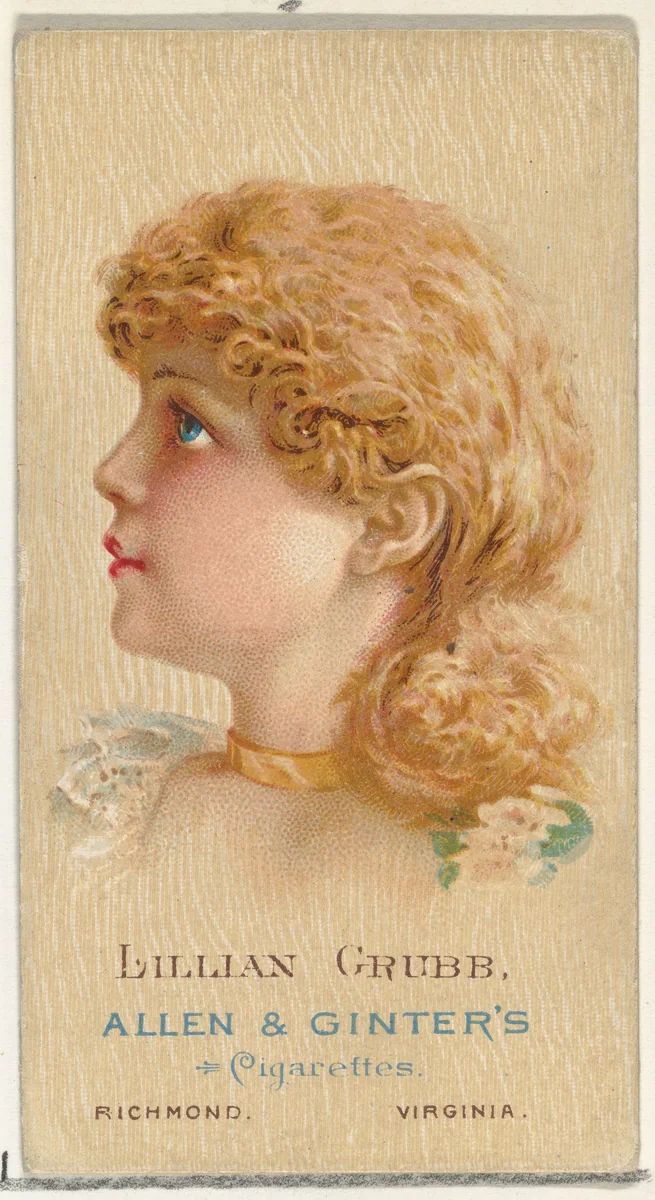 Lillian Grubb, from World's Beauties, Series 2 (N27) for Allen & Ginter Cigarettes by Allen & Ginter, print, 1888