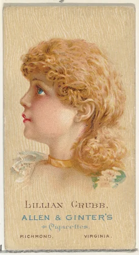 Lillian Grubb, from World's Beauties, Series 2 (N27) for Allen & Ginter Cigarettes by Allen & Ginter, print, 1888