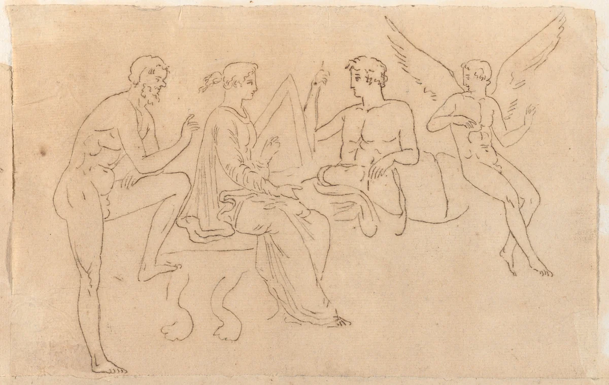 Gods and a Goddess in Conversation by Jacques-Louis David, drawing, 1775-1780