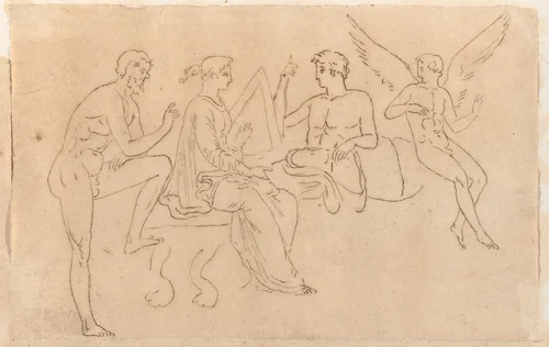Gods and a Goddess in Conversation by Jacques-Louis David, drawing, 1775-1780