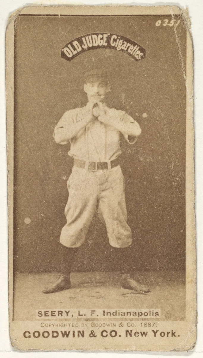 Seery, Left Field, Indianapolis, from the Old Judge series (N172) for Old Judge Cigarettes by Goodwin & Company, photograph, 1887