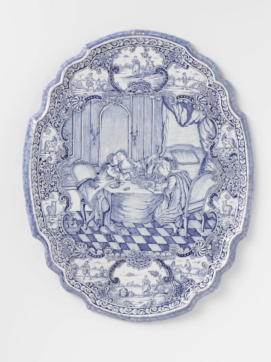 Plaat met een scène uit de parabel van de verloren zoon by anonymous, print, 1750-1775