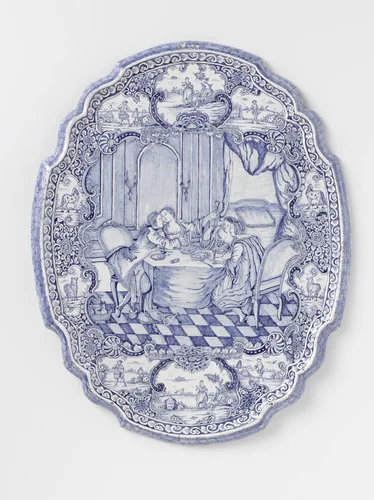 Plaat met een scène uit de parabel van de verloren zoon by anonymous, print, 1750-1775