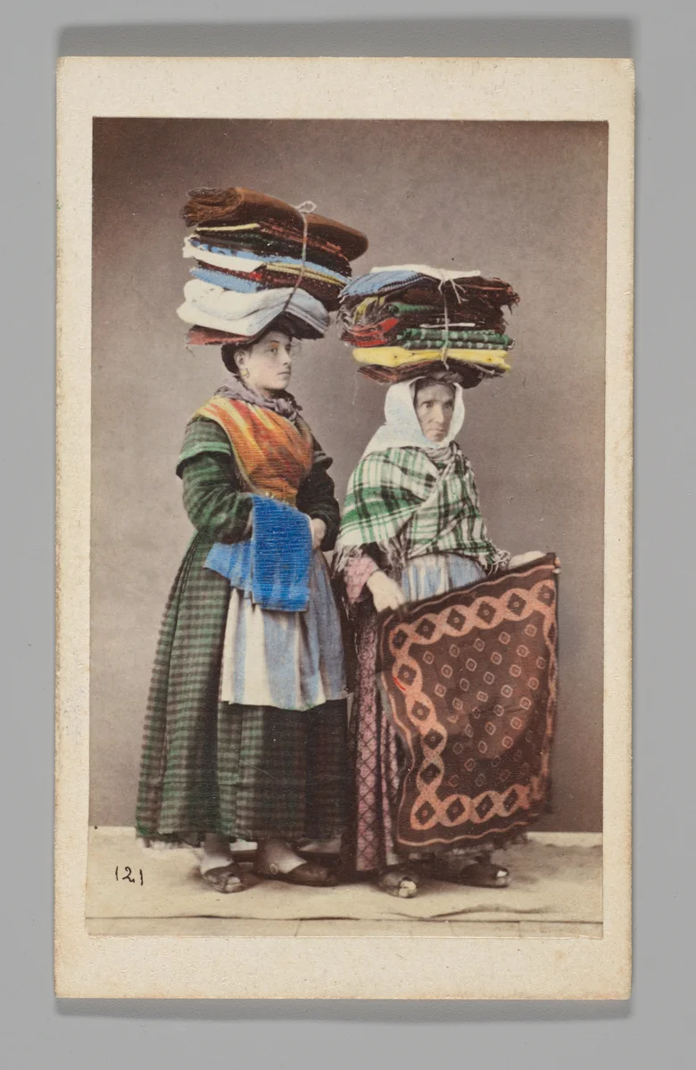 [Studio Portrait: Two Laundresses, Naples] by Giorgio Conrad, photograph, 1860-1879