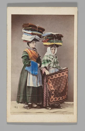 [Studio Portrait: Two Laundresses, Naples] by Giorgio Conrad, photograph, 1860-1879