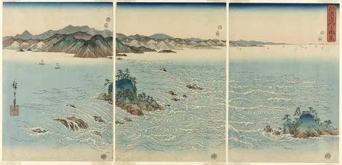 The Whirlpools in Naruto Strait, Awa Province (Awa Naruto no fukei) by Utagawa Hiroshige (歌川広重), print, 1857