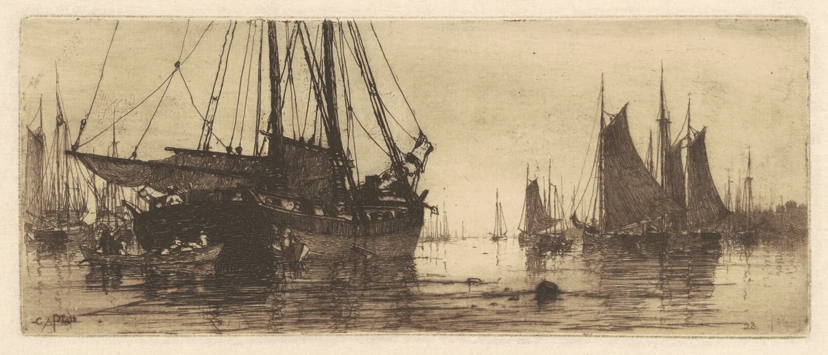 Fishing Boats by Charles A. Platt, print, 1876-1886