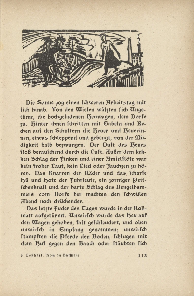 The Feasting Farmer (Der Festbauer) (headpiece, page 113) from Neben der Heerstrasse (Off the Main Road) by Ernst Ludwig Kirchner, illustrated book, 1923