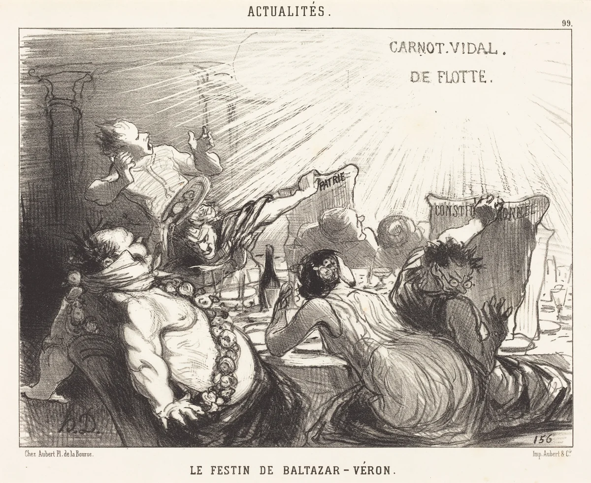 Le Festin de Baltazar-Véron by Honoré Daumier, print, 1850