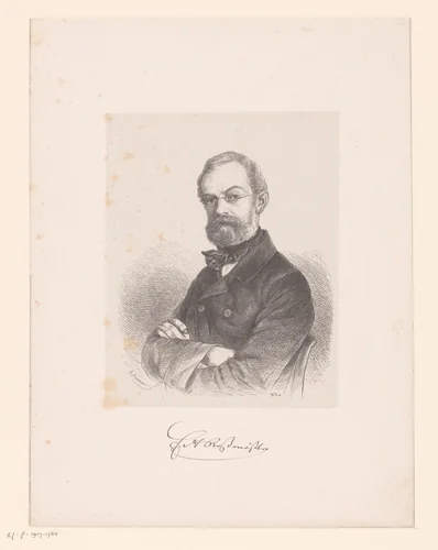 Portret van Friedrich Rossmässler by Monogrammist WA, print, 1800-1899