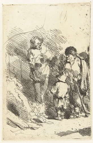 Zingende man en luisterend publiek onder wie kind en man by Cornelis Pietersz. Bega, print, 1642-1664