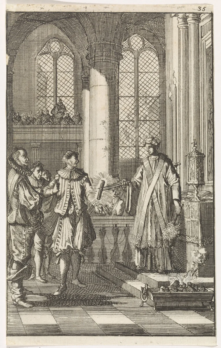 Godsoordeel met een gloeiende ijzeren staaf by Caspar Luyken, print, 1700