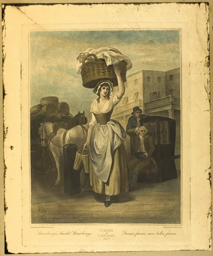 Strawberries, Scarlet Strawberries, Plate 9 from The Cries of London by Francis Wheatley, print, 1799