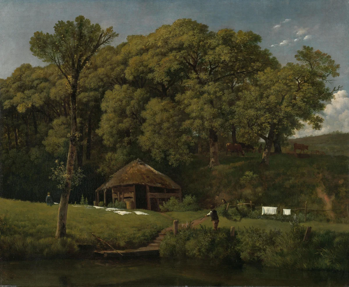 A Barn on the Bank of a Stream in Gelderland by Wouter van Troostwijk, painting, 1805-1810