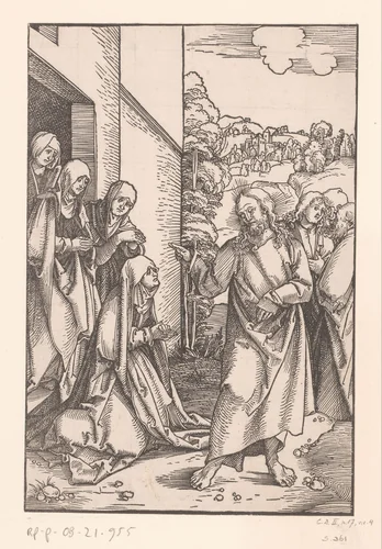 Christus neemt afscheid van zijn moeder by anonymous, print, 1506-1507