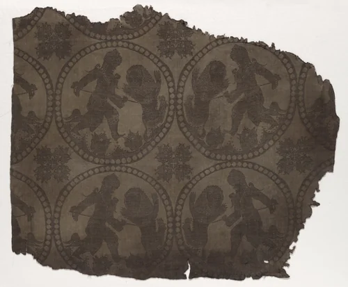 Roundels with King Spearing Lion by Unknown, textile, 800-1971