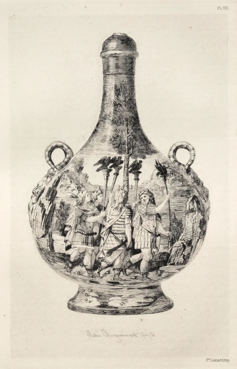 History of the Ceramic Art: A Descriptive and Philosophical Study of the Pottery of All Ages and All Nations: Italy: Renaissance- Majolica of Urbino- Ewer (Plate VIII) by Jules Jacquemart, book, 1877
