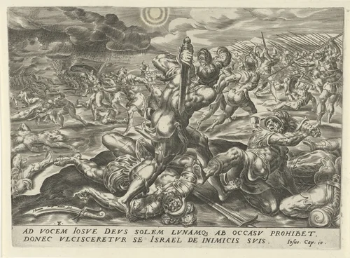 Slag bij Gibeon by Unknown, print, 1567-1570