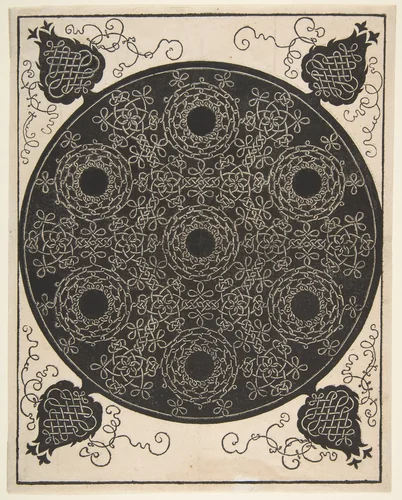 “The Sixth Knot”. Interlaced Roundel with Seven Wreaths by Albrecht Dürer, print, 1500-1521