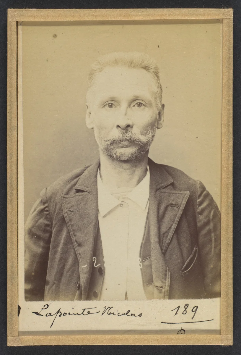 Lapointe. Nicolas, Céleste. 45 ans, né à Marbach (Alsace-Lorraine). Cordonnier. Anarchiste. 2/7/94. by Alphonse Bertillon, photograph, 1894