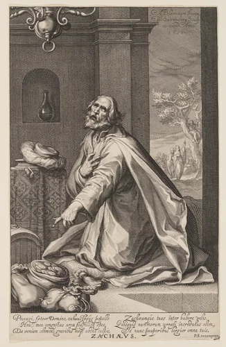 Zachaeus, from Sinners of the Old and New Testament by Willem van Swanenburgh Abraham Bloemaert, print, 1611