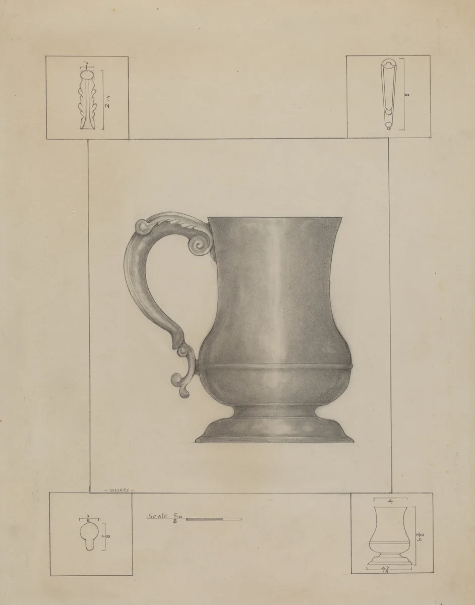 Pewter Mug by Henry Meyers, index of american design, 1937