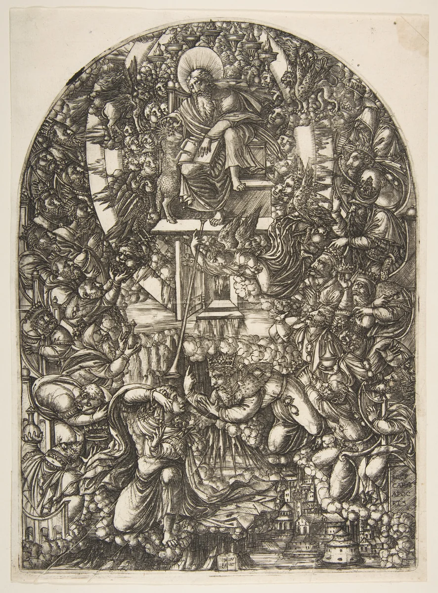 Saint John Summoned to Heaven, from the Apocalypse by Jean Duvet, print, 1480-1570