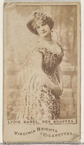 Lydie Barel, Des Bouffes, from the Actors and Actresses series (N45, Type 1) for Virginia Brights Cigarettes by Allen & Ginter, photograph, 1885-1891