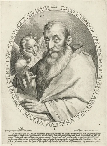 Evangelist Matteüs by Unknown, print, 1574-1637