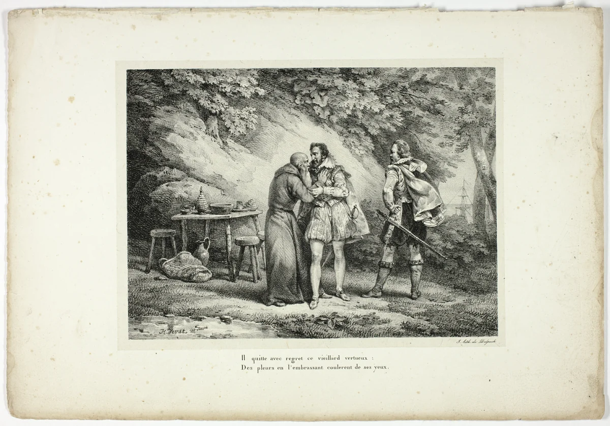 Il quitte avec regret ce vieillard vertueux... by Horace Vernet, print, 1825
