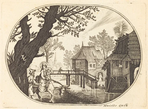 The Flight into Egypt by Balthasar Moncornet, print, 1600-1668